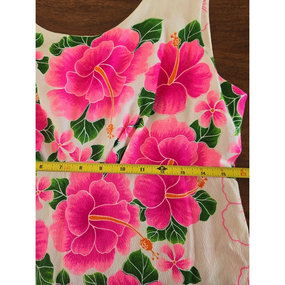 VTG Rare Pomare Hawaiian Sleeveless Cotton Dress Empire Waist Back Pleated 14 - Picture 14 of 16